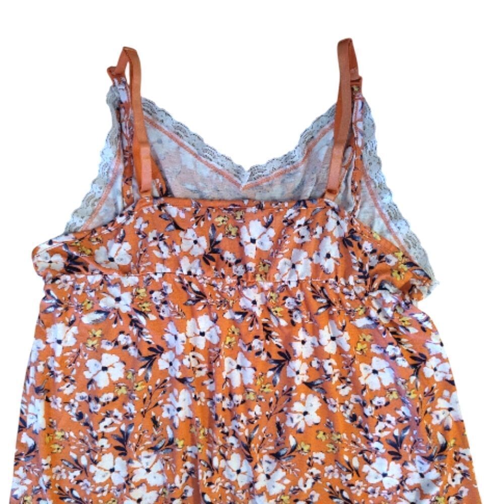 $9💥 Lamaze Coral Floral Lace Trim Sleeveless Nursing Night Slip XL Chemise - Picture 8 of 10